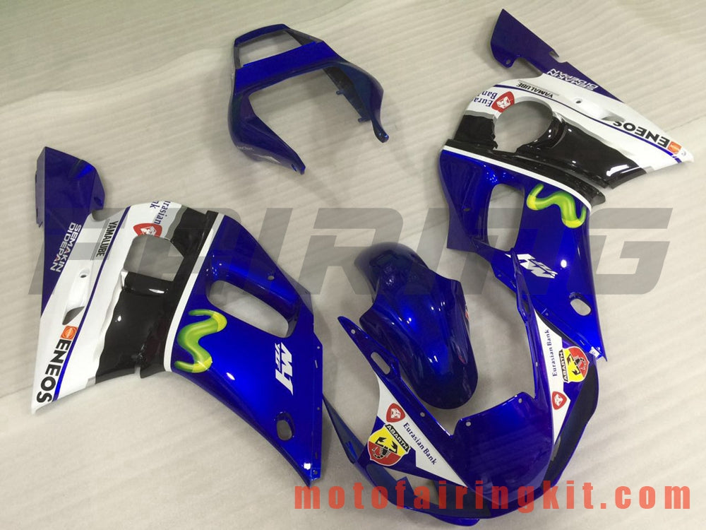 Kits de carenado aptos para YZF-600 R6 1998 1999 2000 2001 2002 YZF 600 R6 Molde de inyección de plástico ABS Carrocería completa para motocicleta Marco de carrocería de posventa (azul y negro) B087