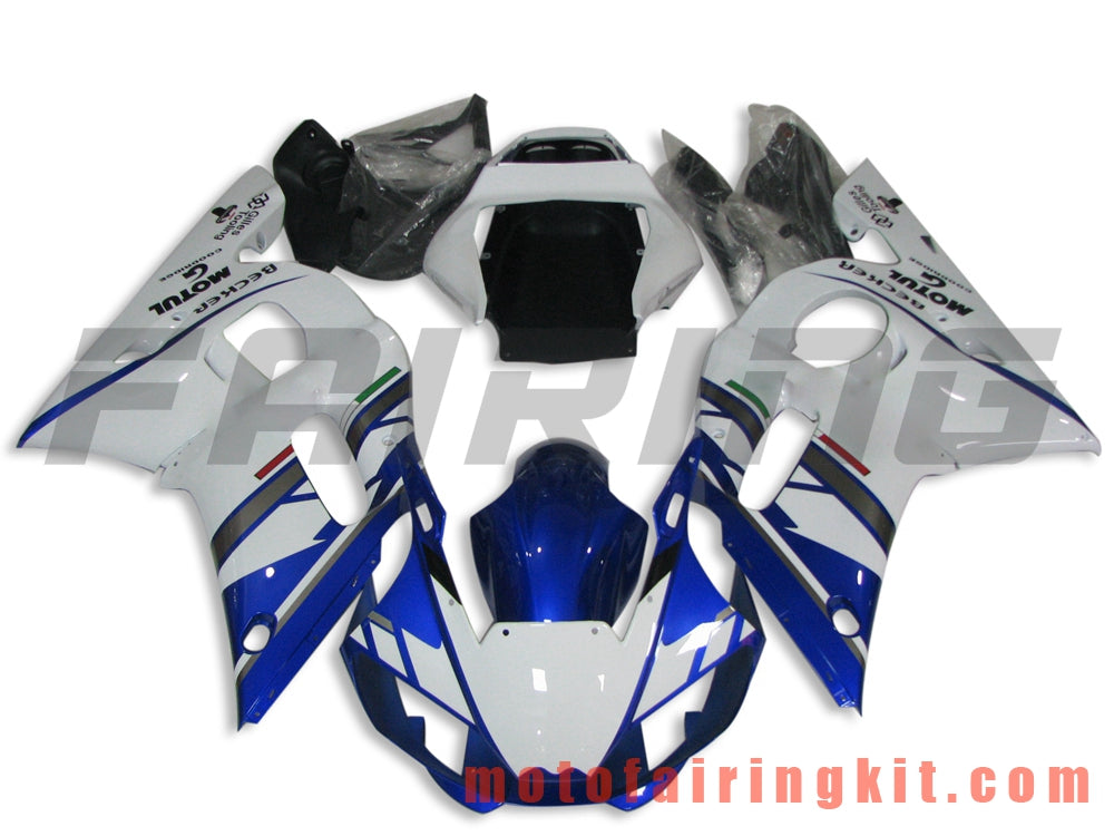 Kits de carenado aptos para YZF-600 R6 1998 1999 2000 2001 2002 YZF 600 R6 Molde de inyección de plástico ABS Carrocería completa para motocicleta Marco de carrocería de posventa (azul y blanco) B089