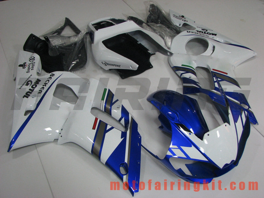 Kits de carenado aptos para YZF-600 R6 1998 1999 2000 2001 2002 YZF 600 R6 Molde de inyección de plástico ABS Carrocería completa para motocicleta Marco de carrocería de posventa (azul y blanco) B089