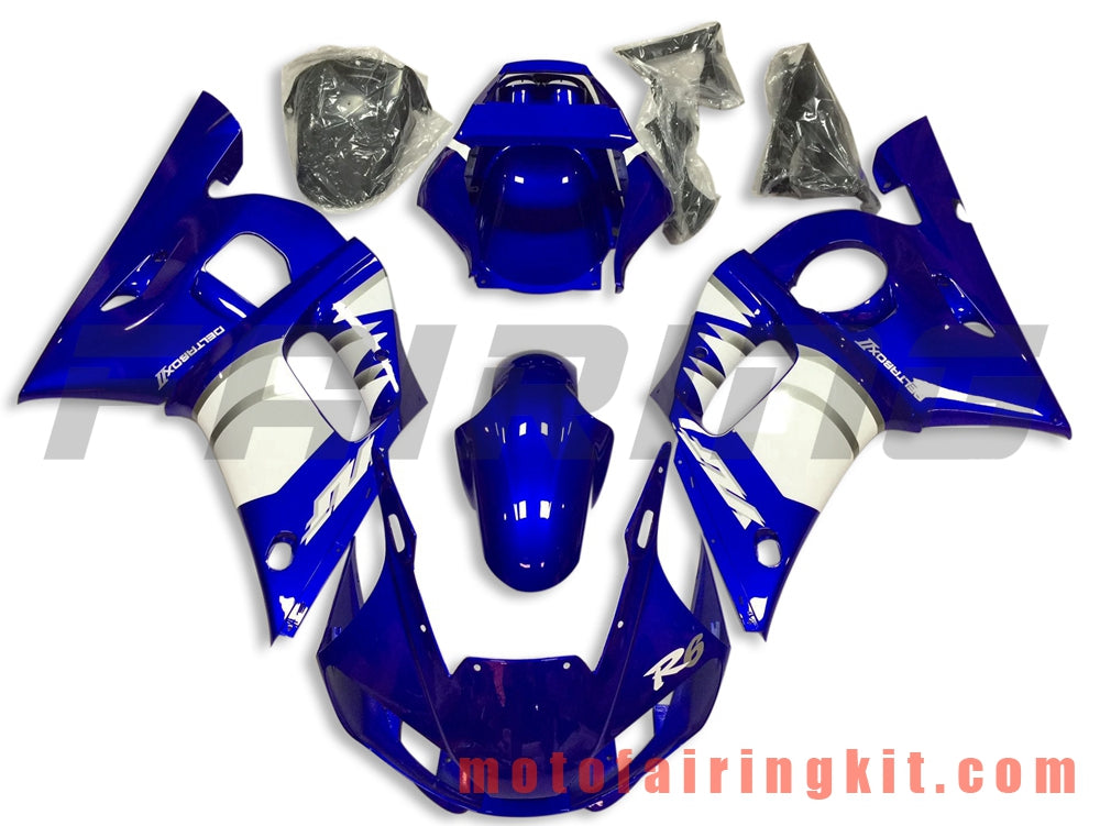 Fairing Kits Fit for YZF-600 R6 1998 1999 2000 2001 2002 YZF 600 R6 Plastic ABS Injection Mold Complete Motorcycle Body Aftermarket Bodywork Frame (Blue & White) B090