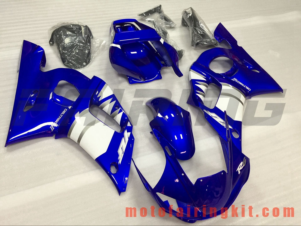 Fairing Kits Fit for YZF-600 R6 1998 1999 2000 2001 2002 YZF 600 R6 Plastic ABS Injection Mold Complete Motorcycle Body Aftermarket Bodywork Frame (Blue & White) B090