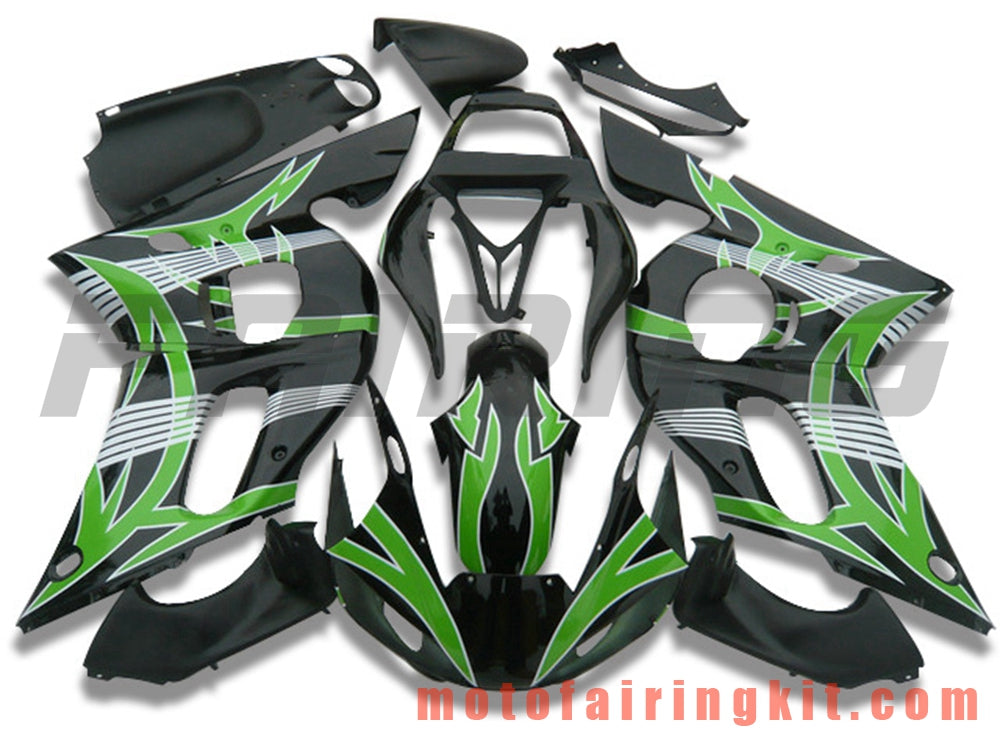 Fairing Kits Fit for YZF-600 R6 1998 1999 2000 2001 2002 YZF 600 R6 Plastic ABS Injection Mold Complete Motorcycle Body Aftermarket Bodywork Frame (Black & Green) B091