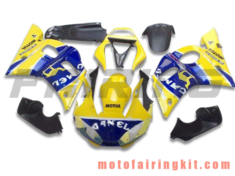 フェアリングキット YZF-600 R6 1998 1999 2000 2001 2002 YZF 600 R6 プラスチック ABS 射出成型 完全なオートバイボディ アフターマーケットボディワークフレーム (イエロー &amp; ブルー) B095