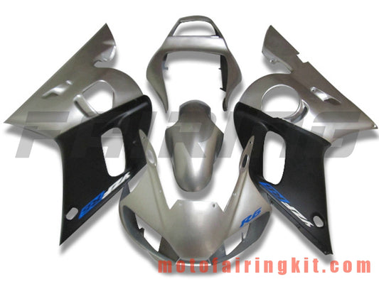 Fairing Kits Fit for YZF-600 R6 1998 1999 2000 2001 2002 YZF 600 R6 Plastic ABS Injection Mold Complete Motorcycle Body Aftermarket Bodywork Frame (Silver & Black) B097