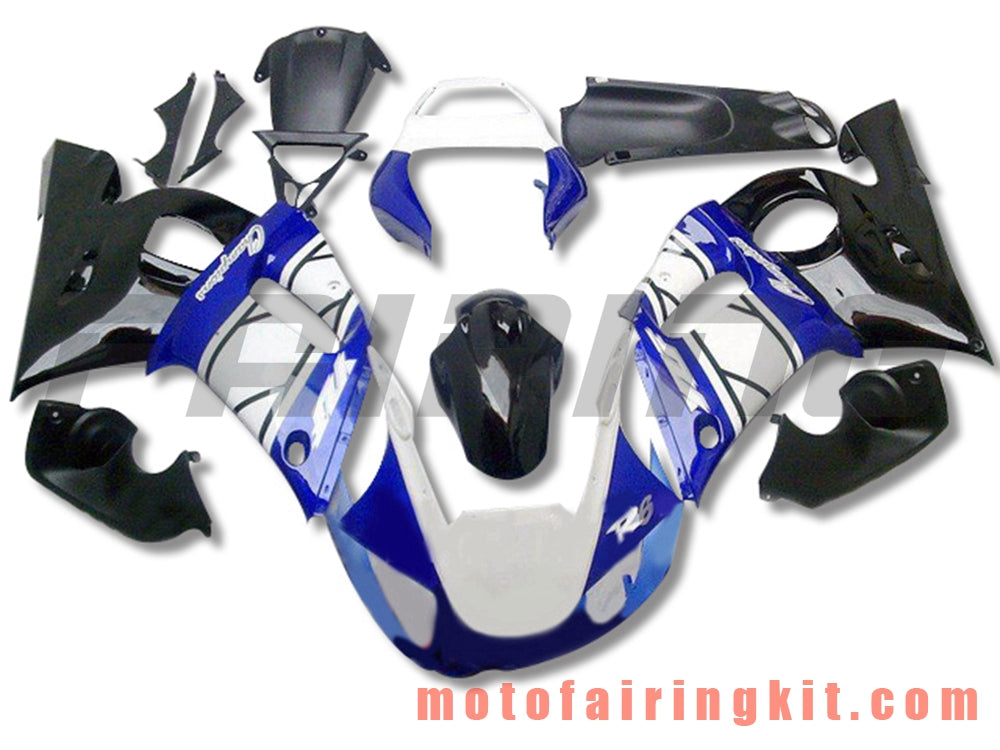 Kits de carenado aptos para YZF-600 R6 1998 1999 2000 2001 2002 YZF 600 R6 Molde de inyección de plástico ABS Carrocería completa para motocicleta Marco de carrocería de posventa (azul y blanco) B098