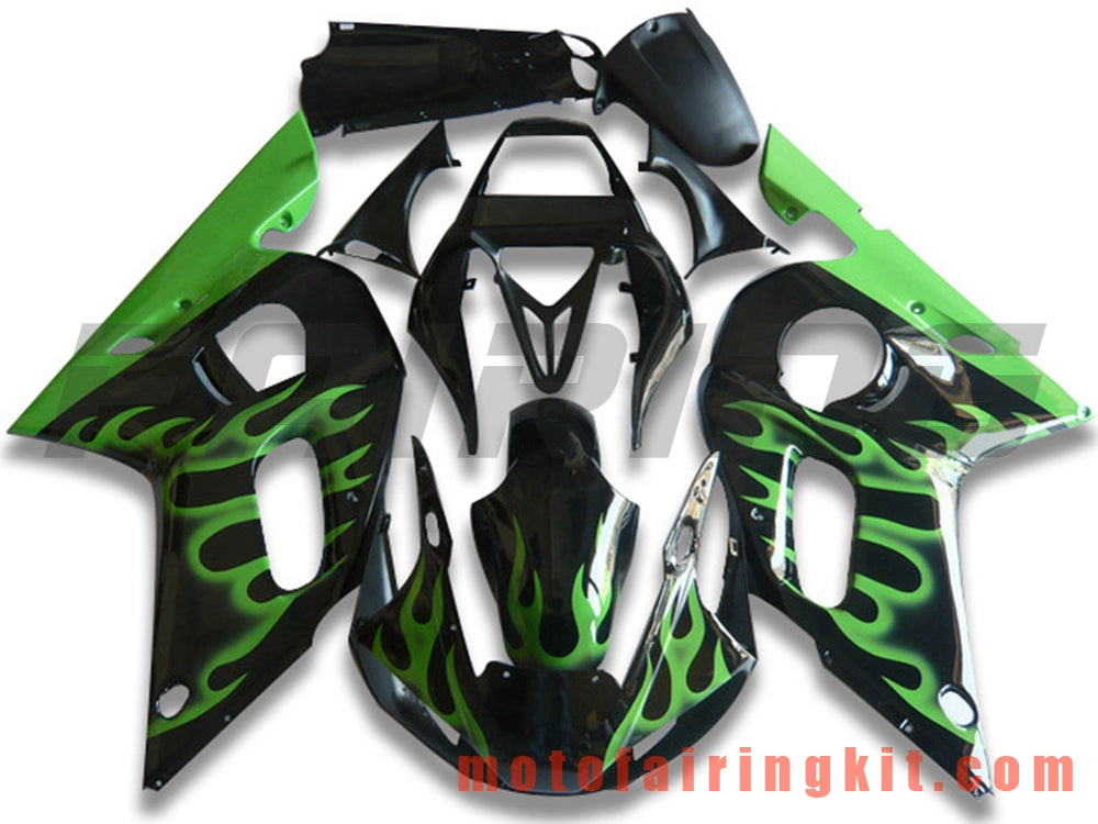 Fairing Kits Fit for YZF-600 R6 1998 1999 2000 2001 2002 YZF 600 R6 Plastic ABS Injection Mold Complete Motorcycle Body Aftermarket Bodywork Frame (Black & Green) B102