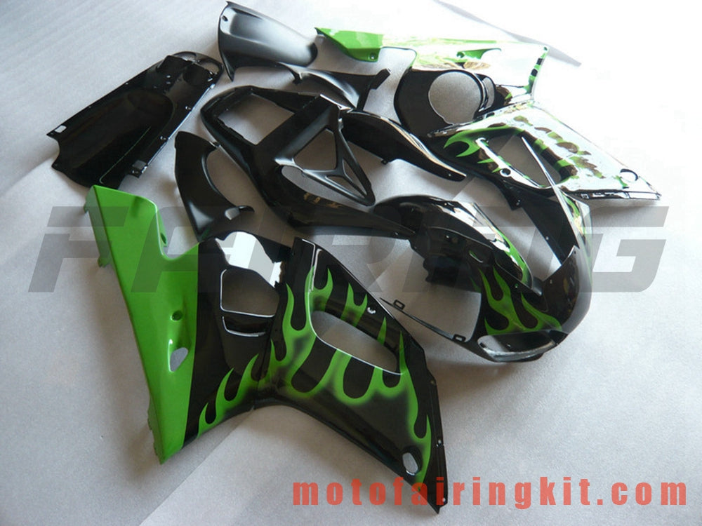 Fairing Kits Fit for YZF-600 R6 1998 1999 2000 2001 2002 YZF 600 R6 Plastic ABS Injection Mold Complete Motorcycle Body Aftermarket Bodywork Frame (Black & Green) B102