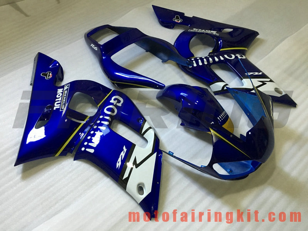 Fairing Kits Fit for YZF-600 R6 1998 1999 2000 2001 2002 YZF 600 R6 Plastic ABS Injection Mold Complete Motorcycle Body Aftermarket Bodywork Frame (Blue & White) B104