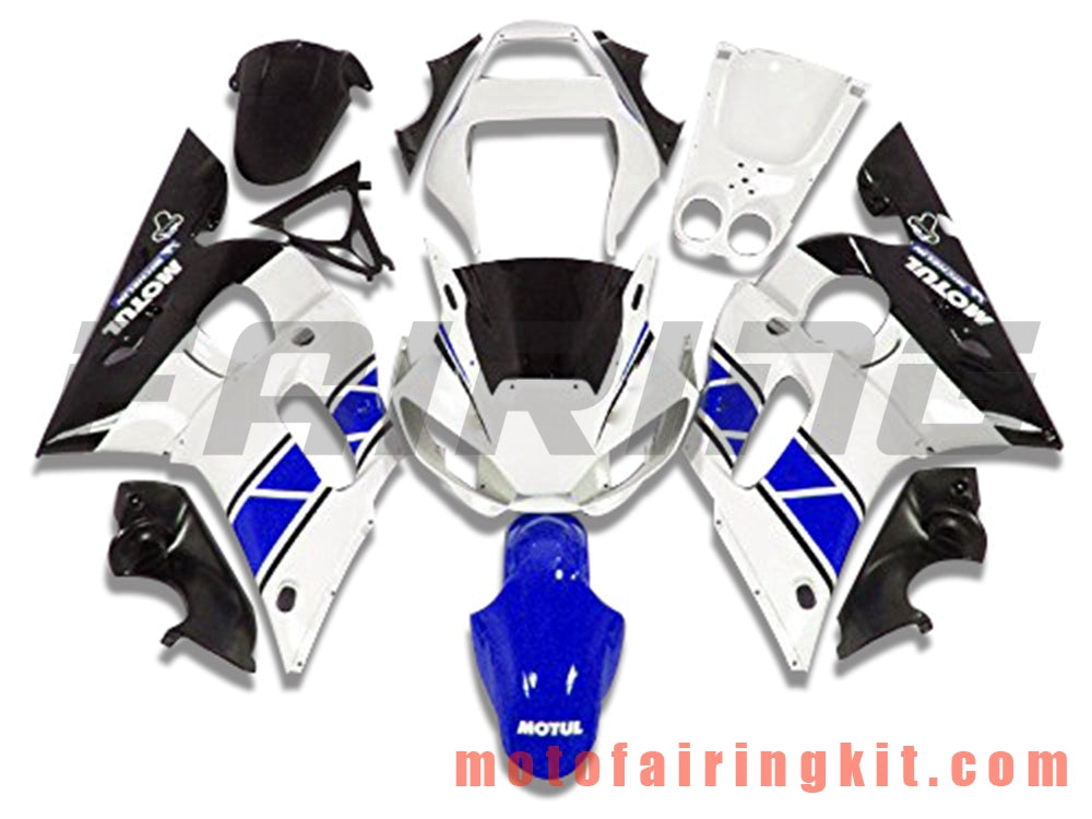 Fairing Kits Fit for YZF-600 R6 1998 1999 2000 2001 2002 YZF 600 R6 Plastic ABS Injection Mold Complete Motorcycle Body Aftermarket Bodywork Frame (White & Blue) B108