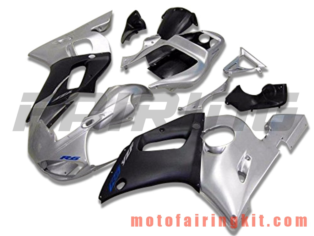 Fairing Kits Fit for YZF-600 R6 1998 1999 2000 2001 2002 YZF 600 R6 Plastic ABS Injection Mold Complete Motorcycle Body Aftermarket Bodywork Frame (Silver & Black) B112