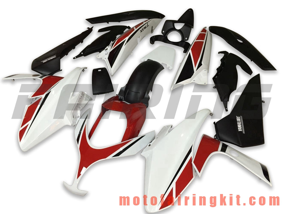 Kits de carenado aptos para TMAX500 2008 2009 2010 2011 2012 TMAX 500 Molde de inyección de plástico ABS Carrocería completa para motocicleta Marco de carrocería de posventa (blanco y rojo) B004