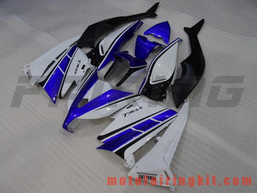 Kits de carenado aptos para TMAX530 2012 2013 2014 TMAX 530 12 13 14 Molde de inyección de plástico ABS Carrocería completa para motocicleta Marco de carrocería de posventa (blanco y azul) B008