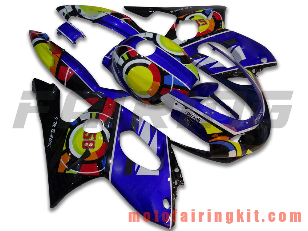 Fairing Kits Fit for YZF600R Thundercat 1997- 2007 YZF 600R 97 - 07 Plastic ABS Injection Mold Complete Motorcycle Body Aftermarket Bodywork Frame (Blue & Yellow) B038