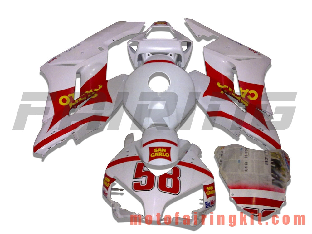 Kits de carenado aptos para CBR1000RR 2004 2005 CBR1000 RR 04 05 Molde de inyección de plástico ABS Carrocería completa para motocicleta Marco de carrocería de posventa (blanco y rojo) B009