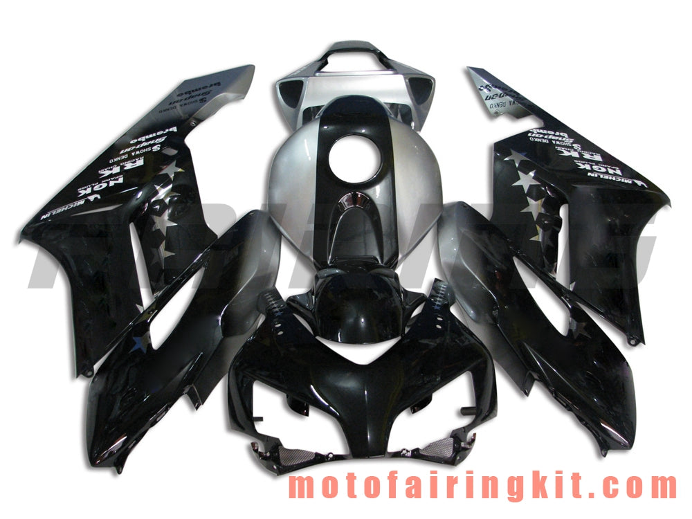 Fairing Kits Fit for CBR1000RR 2004 2005 CBR1000 RR 04 05 Plastic ABS Injection Mold Complete Motorcycle Body Aftermarket Bodywork Frame (Black & Silver) B035