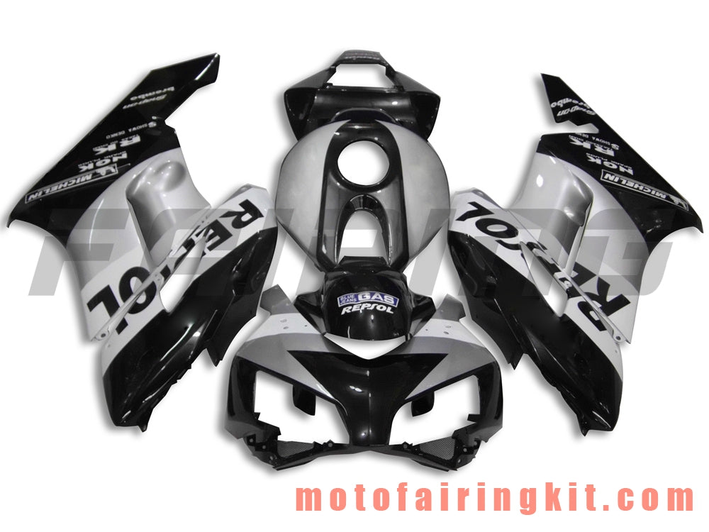 Fairing Kits Fit for CBR1000RR 2004 2005 CBR1000 RR 04 05 Plastic ABS Injection Mold Complete Motorcycle Body Aftermarket Bodywork Frame (Black & Silver) B045