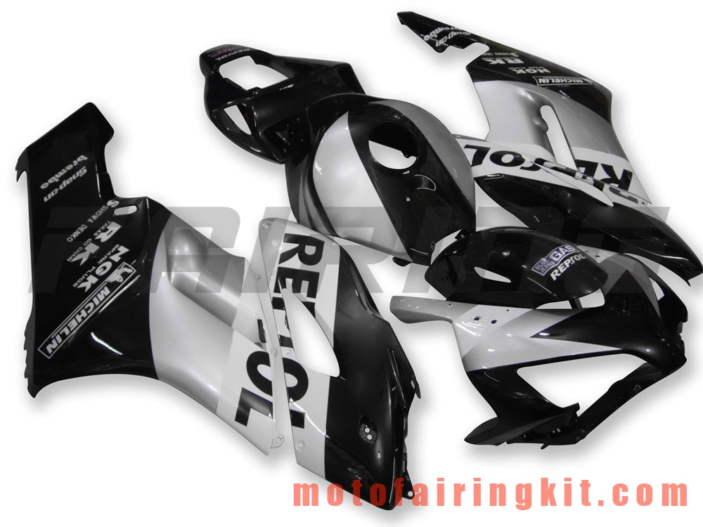 フェアリングキット CBR1000RR 2004 2005 CBR1000 RR 04 05 プラスチック ABS 射出成形 完全なオートバイボディ アフターマーケットボディワークフレーム (ブラック &amp; シルバー) B045