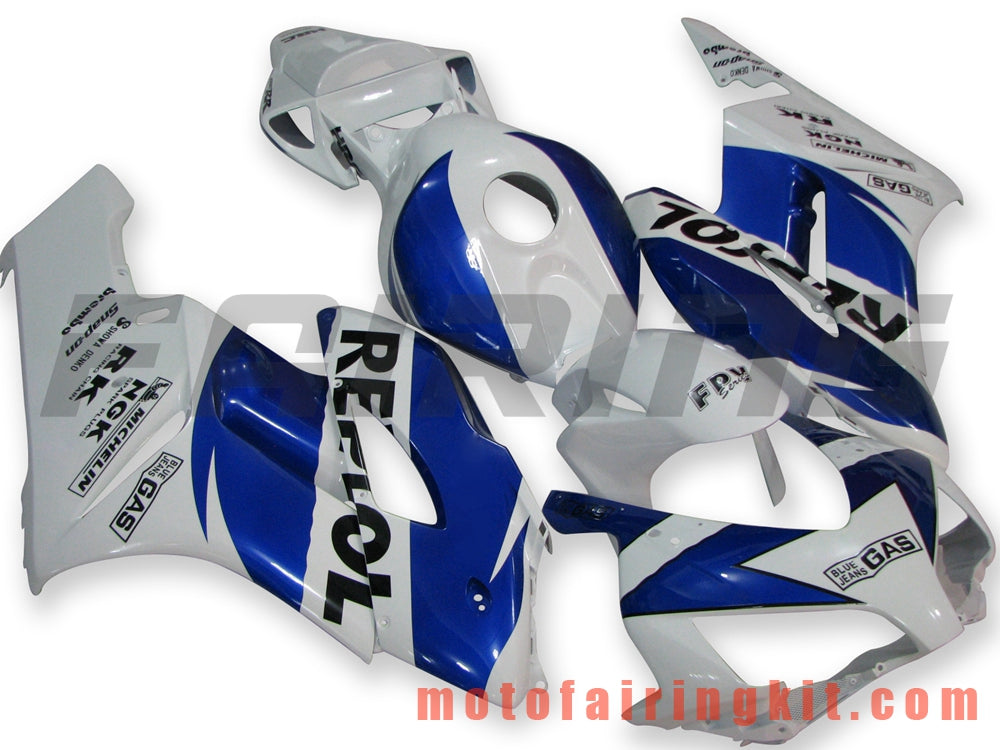 Fairing Kits Fit for CBR1000RR 2004 2005 CBR1000 RR 04 05 Plastic ABS Injection Mold Complete Motorcycle Body Aftermarket Bodywork Frame (White & Blue) B077