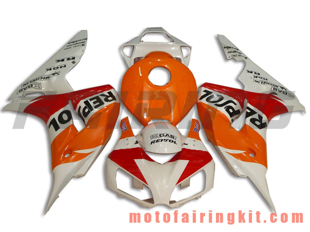 Kits de carenado aptos para CBR1000RR 2006 2007 CBR1000 RR 06 07 Molde de inyección de plástico ABS Carrocería completa para motocicleta Marco de carrocería de posventa (rojo y naranja) B009