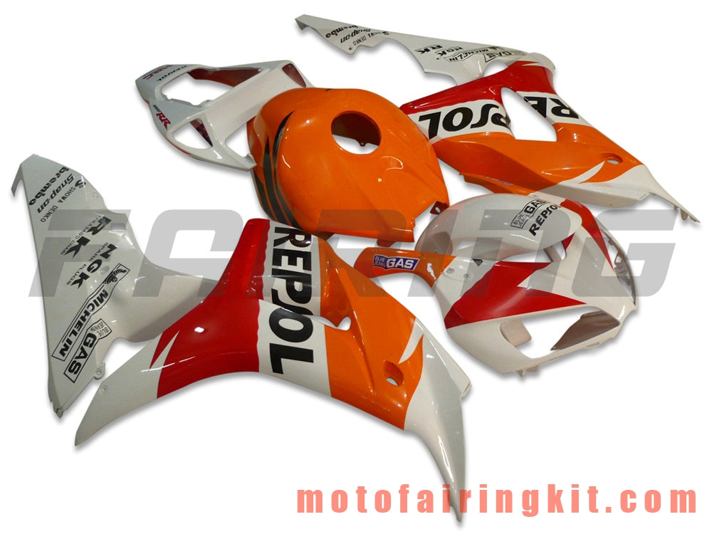 Kits de carenado aptos para CBR1000RR 2006 2007 CBR1000 RR 06 07 Molde de inyección de plástico ABS Carrocería completa para motocicleta Marco de carrocería de posventa (rojo y naranja) B009