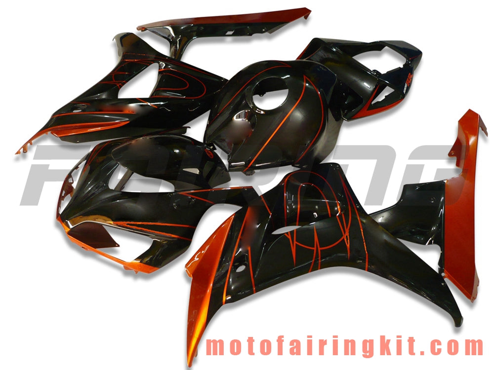 フェアリングキット CBR1000RR 2006 2007 CBR1000 RR 06 07 プラスチック ABS 射出成形 完全なオートバイボディ アフターマーケットボディワークフレーム (ブラック &amp; オレンジ) B010