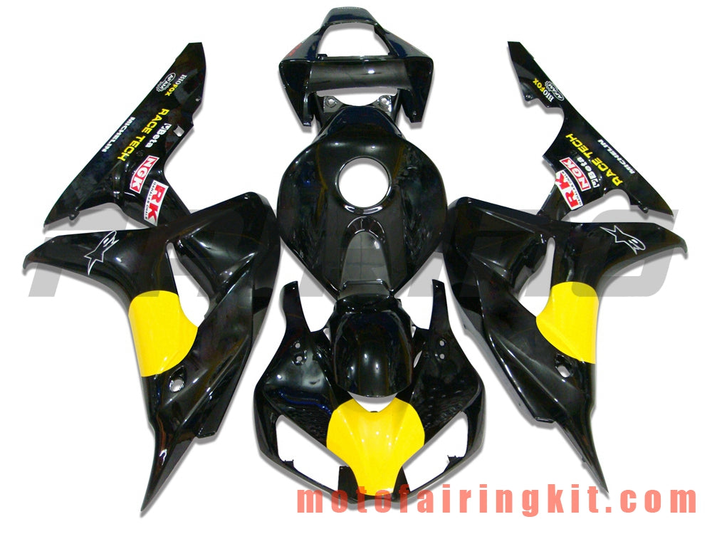 Fairing Kits Fit for CBR1000RR 2006 2007 CBR1000 RR 06 07 Plastic ABS Injection Mold Complete Motorcycle Body Aftermarket Bodywork Frame (Black & Yellow) B032