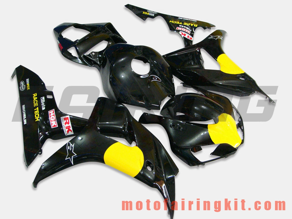 Fairing Kits Fit for CBR1000RR 2006 2007 CBR1000 RR 06 07 Plastic ABS Injection Mold Complete Motorcycle Body Aftermarket Bodywork Frame (Black & Yellow) B032