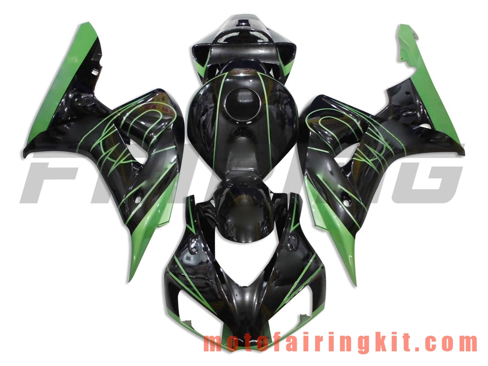 Kits de carenado aptos para CBR1000RR 2006 2007 CBR1000 RR 06 07 Molde de inyección de plástico ABS Carrocería completa para motocicleta Marco de carrocería de posventa (negro y verde) B050