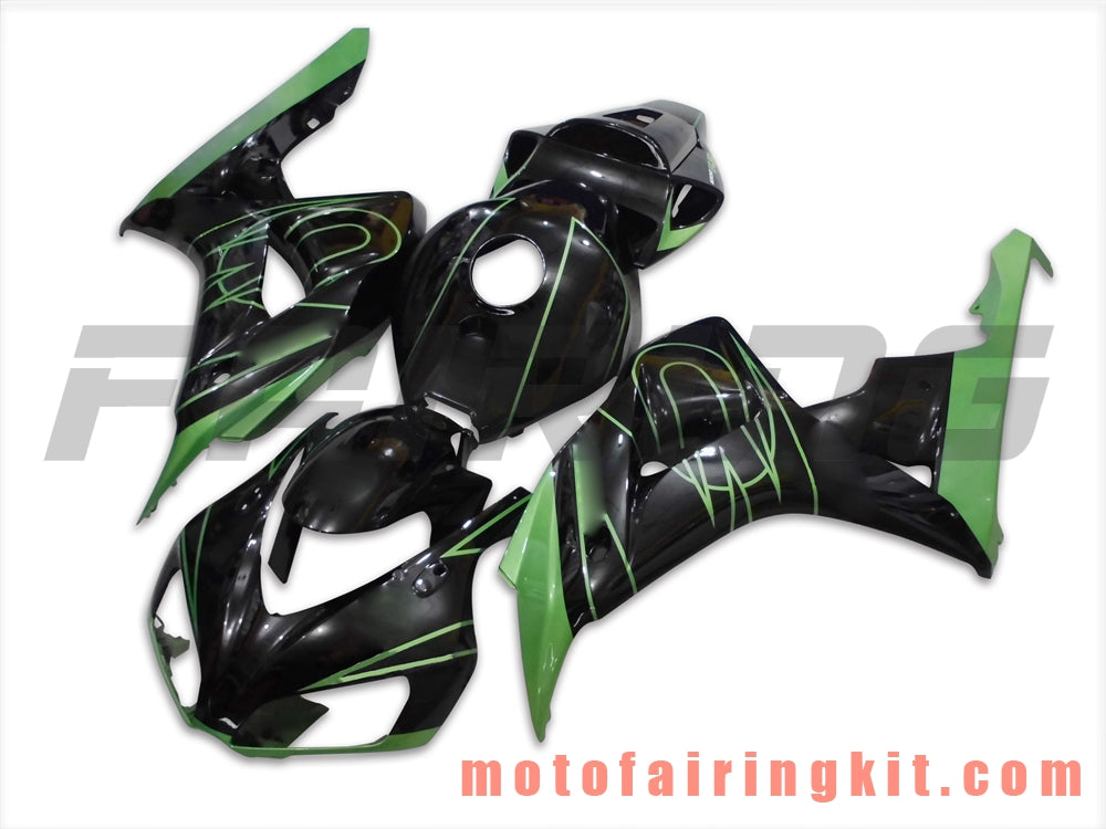 Kits de carenado aptos para CBR1000RR 2006 2007 CBR1000 RR 06 07 Molde de inyección de plástico ABS Carrocería completa para motocicleta Marco de carrocería de posventa (negro y verde) B050