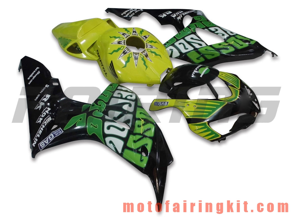 Fairing Kits Fit for CBR1000RR 2006 2007 CBR1000 RR 06 07 Plastic ABS Injection Mold Complete Motorcycle Body Aftermarket Bodywork Frame (Green & Yellow) B054