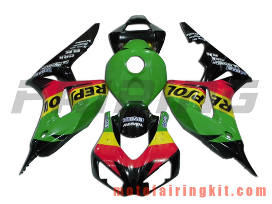 Kits de carenado aptos para CBR1000RR 2006 2007 CBR1000 RR 06 07 Molde de inyección de plástico ABS Carrocería completa para motocicleta Marco de carrocería de posventa (negro y verde) B055