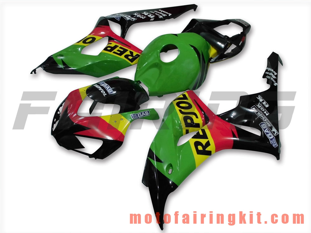 フェアリングキット CBR1000RR 2006 2007 CBR1000 RR 06 07 プラスチック ABS 射出成形 完全なオートバイボディ アフターマーケットボディワークフレーム (ブラック &amp; グリーン) B055