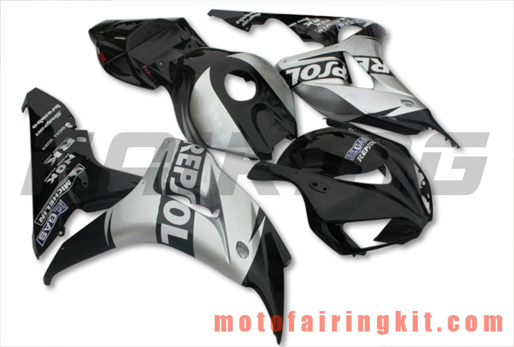 Fairing Kits Fit for CBR1000RR 2006 2007 CBR1000 RR 06 07 Plastic ABS Injection Mold Complete Motorcycle Body Aftermarket Bodywork Frame (Silver & Black) B056