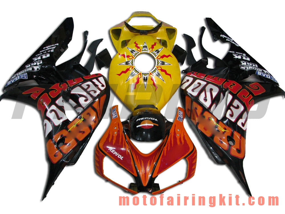 Fairing Kits Fit for CBR1000RR 2006 2007 CBR1000 RR 06 07 Plastic ABS Injection Mold Complete Motorcycle Body Aftermarket Bodywork Frame (Red & Yellow) B063