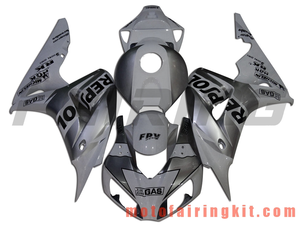 Kits de carenado aptos para CBR1000RR 2006 2007 CBR1000 RR 06 07 Molde de inyección de plástico ABS Carrocería completa para motocicleta Carrocería del mercado de accesorios Marco (blanco y plateado) B076