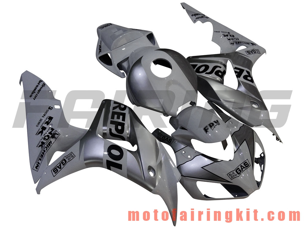 Kits de carenado aptos para CBR1000RR 2006 2007 CBR1000 RR 06 07 Molde de inyección de plástico ABS Carrocería completa para motocicleta Carrocería del mercado de accesorios Marco (blanco y plateado) B076