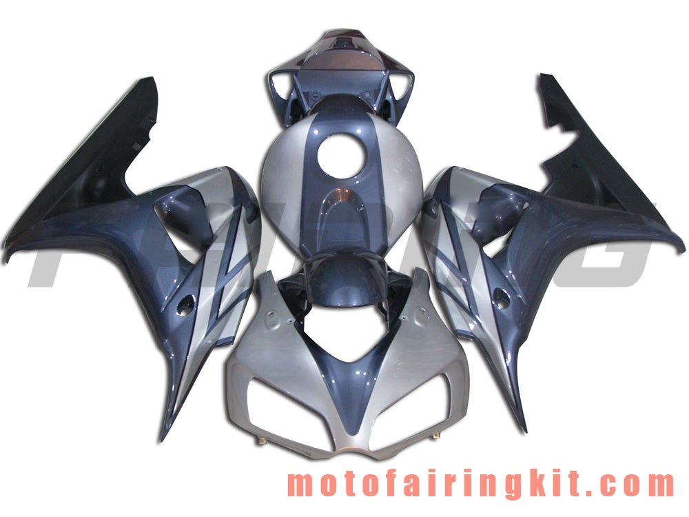 Fairing Kits Fit for CBR1000RR 2006 2007 CBR1000 RR 06 07 Plastic ABS Injection Mold Complete Motorcycle Body Aftermarket Bodywork Frame (Silver & Blue) B078