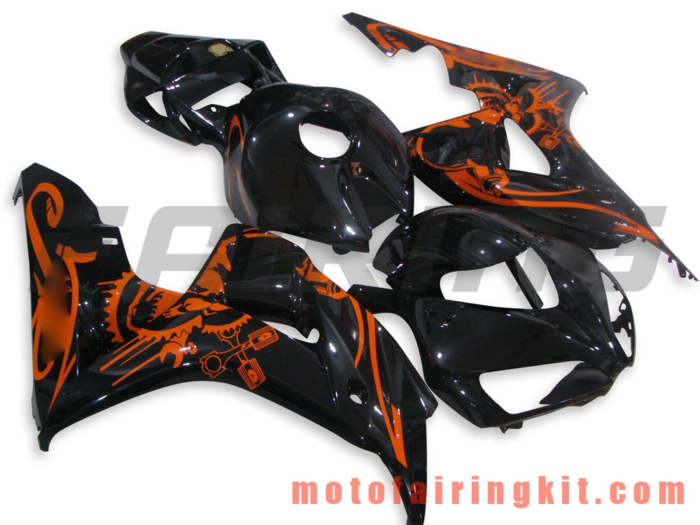 Kits de carenado aptos para CBR1000RR 2006 2007 CBR1000 RR 06 07 Molde de inyección de plástico ABS Carrocería completa para motocicleta Marco de carrocería de posventa (negro y naranja) B079