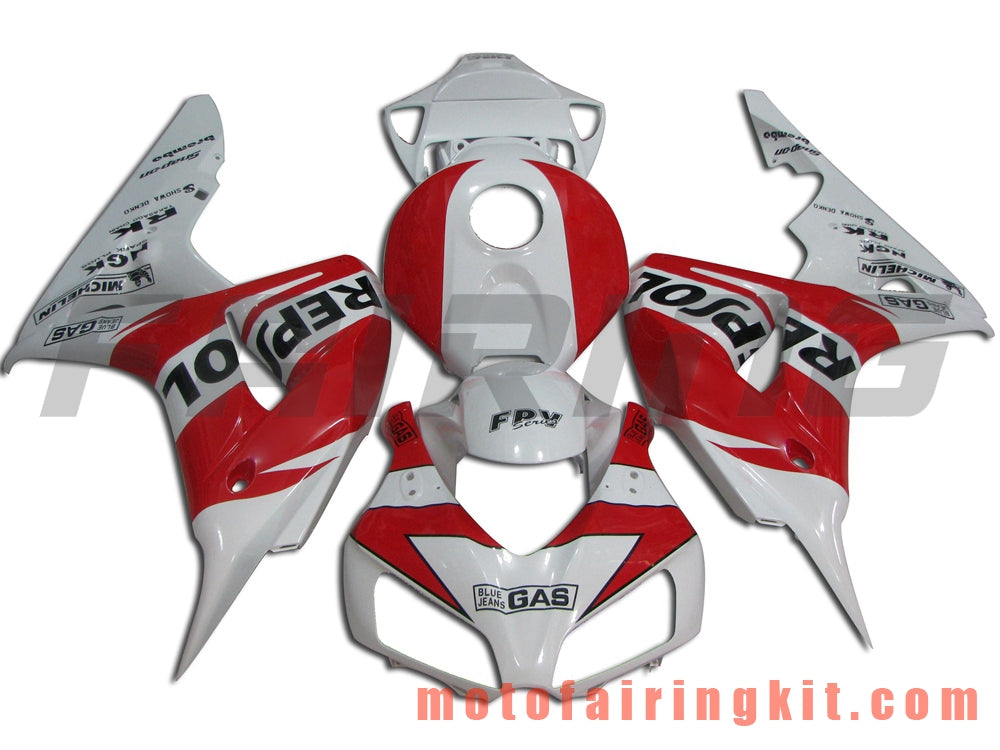 Fairing Kits Fit for CBR1000RR 2006 2007 CBR1000 RR 06 07 Plastic ABS Injection Mold Complete Motorcycle Body Aftermarket Bodywork Frame (Red & White) B081