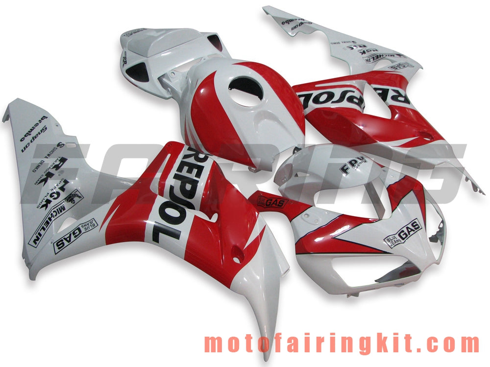 Fairing Kits Fit for CBR1000RR 2006 2007 CBR1000 RR 06 07 Plastic ABS Injection Mold Complete Motorcycle Body Aftermarket Bodywork Frame (Red & White) B081