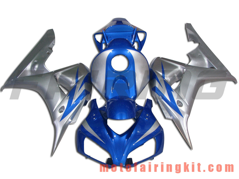 Fairing Kits Fit for CBR1000RR 2006 2007 CBR1000 RR 06 07 Plastic ABS Injection Mold Complete Motorcycle Body Aftermarket Bodywork Frame (Blue & Silver) B084