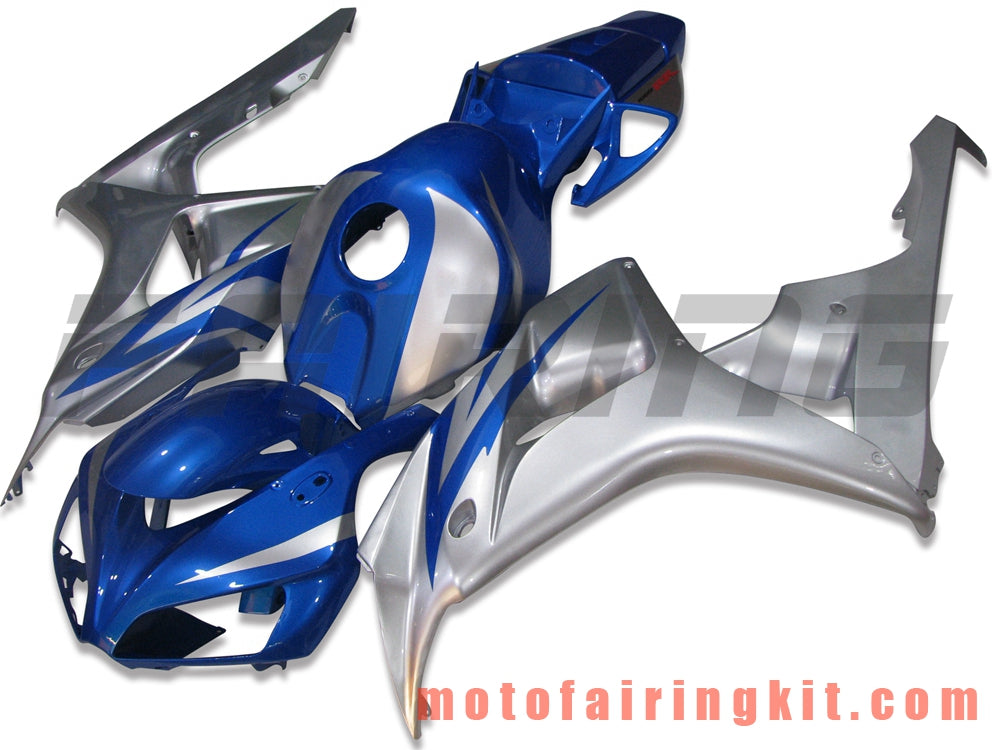 Fairing Kits Fit for CBR1000RR 2006 2007 CBR1000 RR 06 07 Plastic ABS Injection Mold Complete Motorcycle Body Aftermarket Bodywork Frame (Blue & Silver) B084