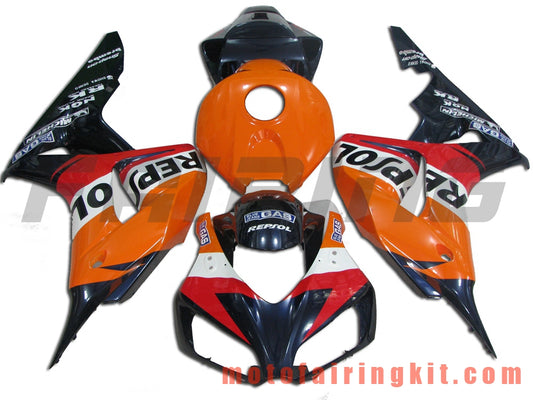 フェアリングキット CBR1000RR 2006 2007 CBR1000 RR 06 07 プラスチック ABS 射出成形 完全なオートバイボディ アフターマーケットボディワークフレーム (オレンジ &amp; ブラック) B086