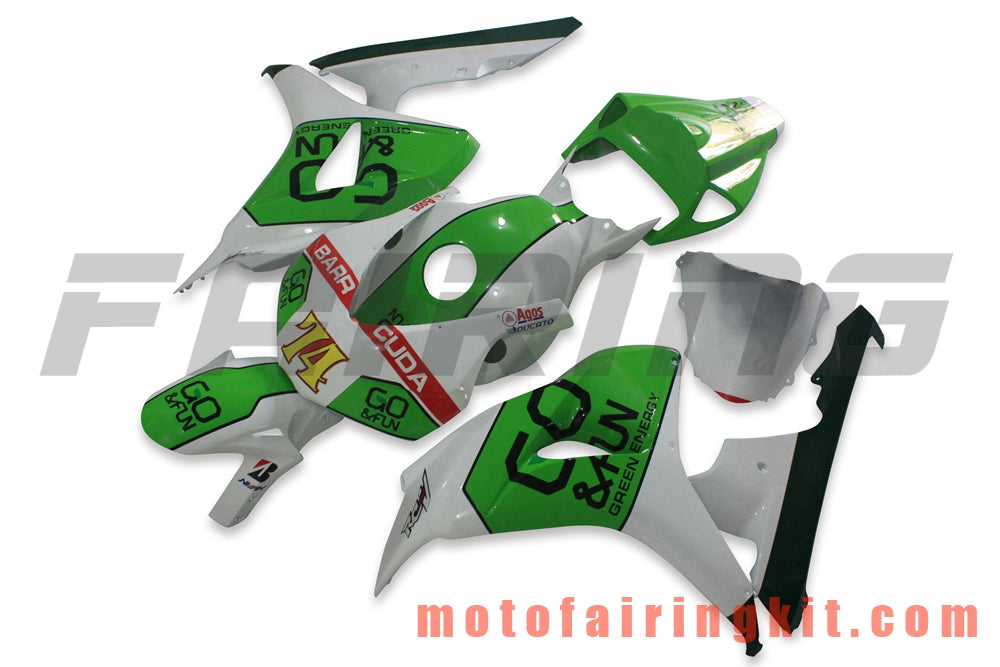 Fairing Kits Fit for CBR1000RR 2006 2007 CBR1000 RR 06 07 Plastic ABS Injection Mold Complete Motorcycle Body Aftermarket Bodywork Frame (Green & White) B087