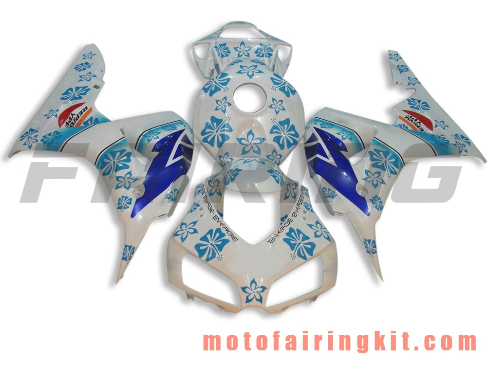 Fairing Kits Fit for CBR1000RR 2006 2007 CBR1000 RR 06 07 Plastic ABS Injection Mold Complete Motorcycle Body Aftermarket Bodywork Frame (White & Blue) B090