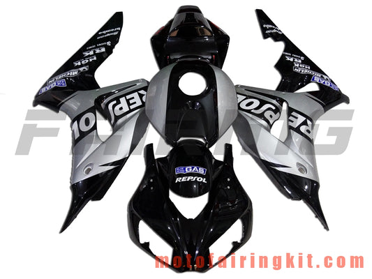 Fairing Kits Fit for CBR1000RR 2006 2007 CBR1000 RR 06 07 Plastic ABS Injection Mold Complete Motorcycle Body Aftermarket Bodywork Frame (Black & Silver) B097