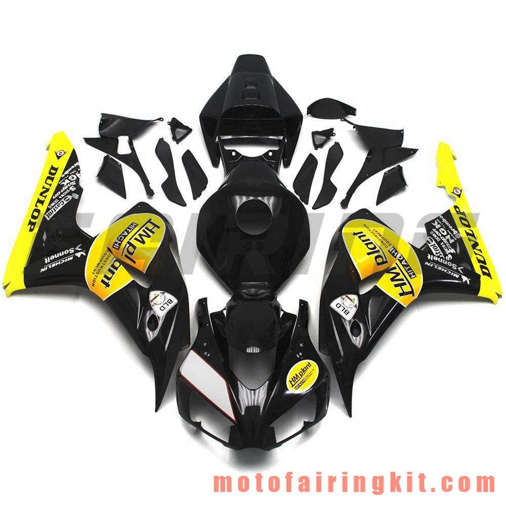 Fairing Kits Fit for CBR1000RR 2006 2007 CBR1000 RR 06 07 Plastic ABS Injection Mold Complete Motorcycle Body Aftermarket Bodywork Frame (Black & Yellow) B112