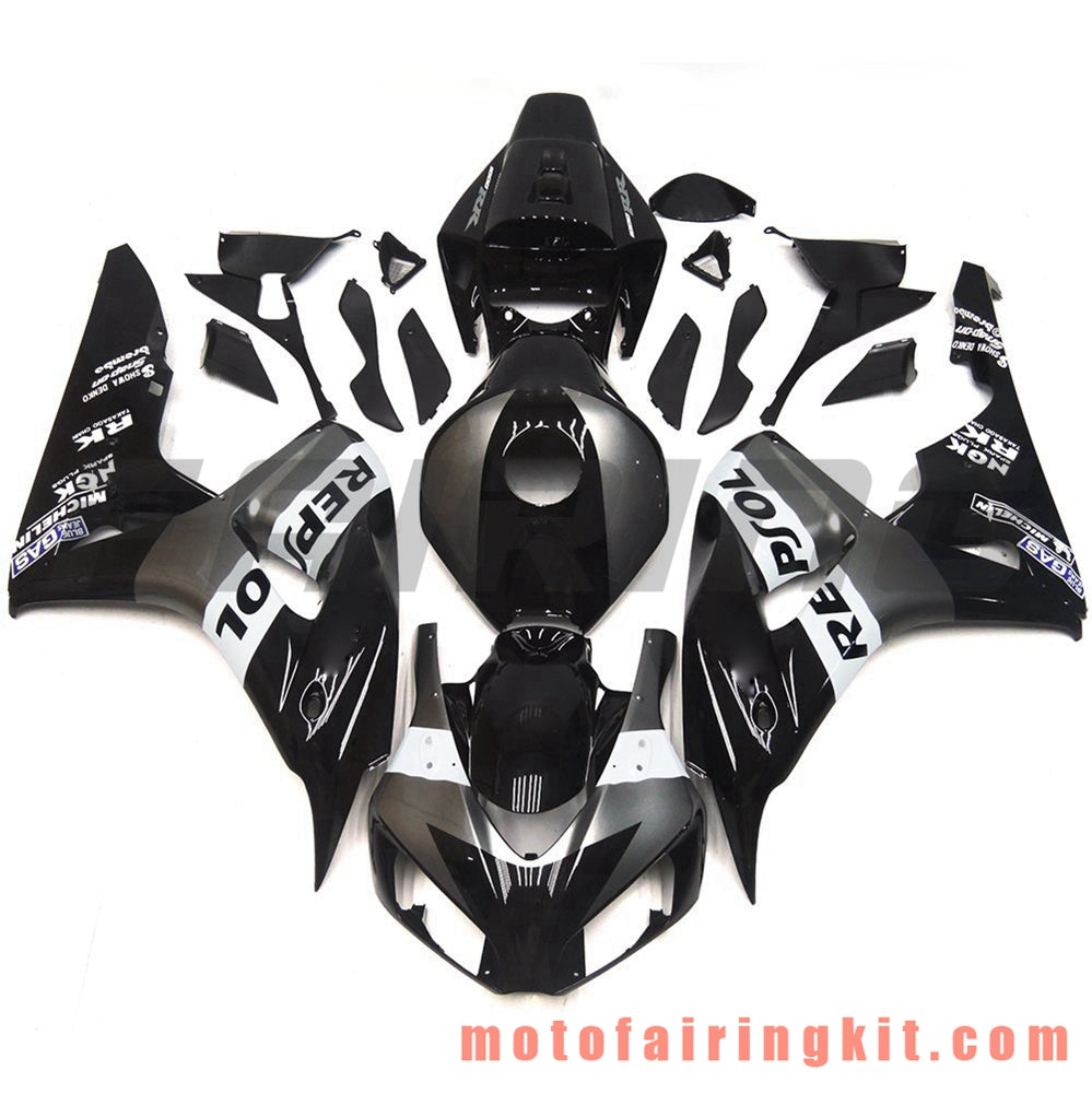 Fairing Kits Fit for CBR1000RR 2006 2007 CBR1000 RR 06 07 Plastic ABS Injection Mold Complete Motorcycle Body Aftermarket Bodywork Frame (Black & Silver) B116