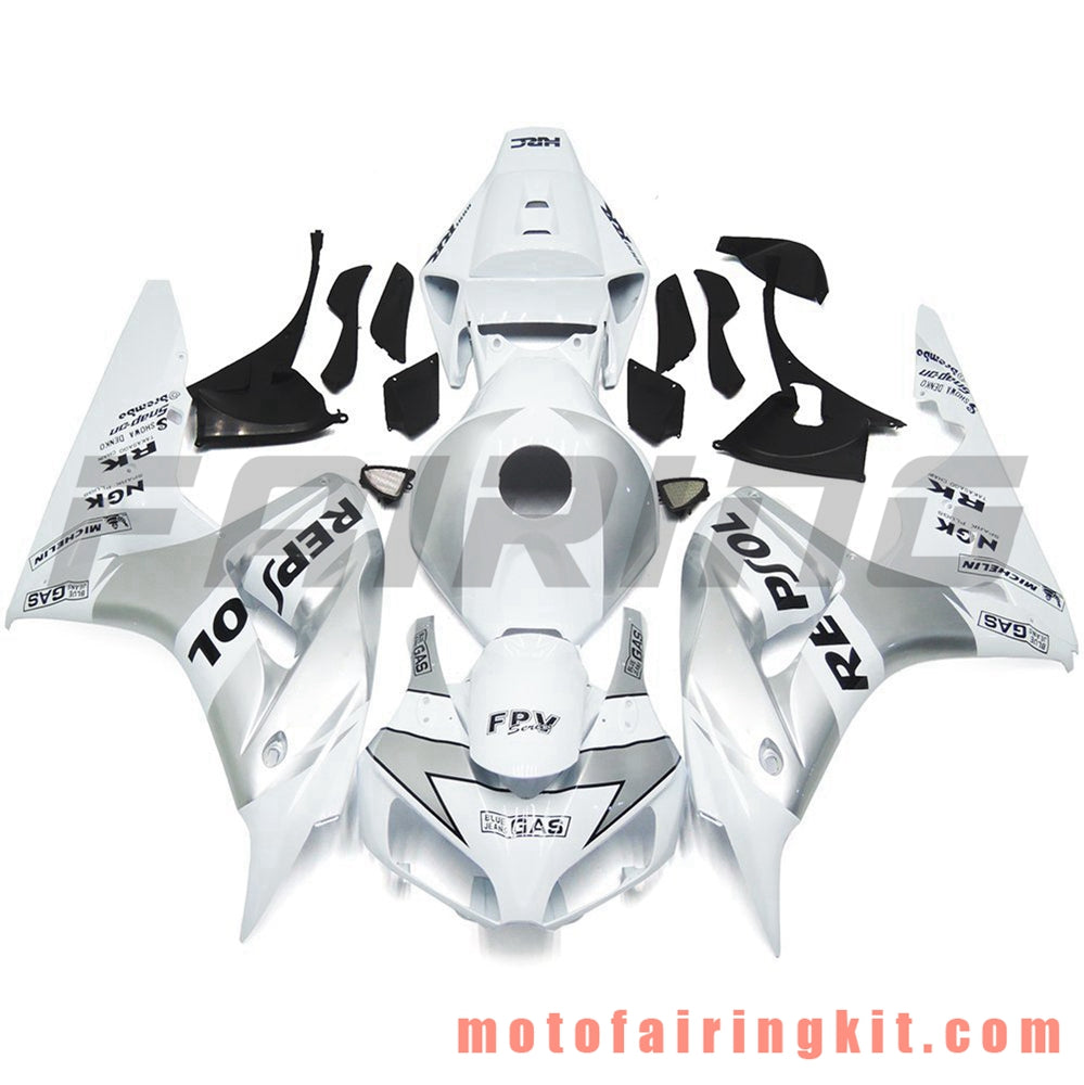 Fairing Kits Fit for CBR1000RR 2006 2007 CBR1000 RR 06 07 Plastic ABS Injection Mold Complete Motorcycle Body Aftermarket Bodywork Frame (Silver & White) B118