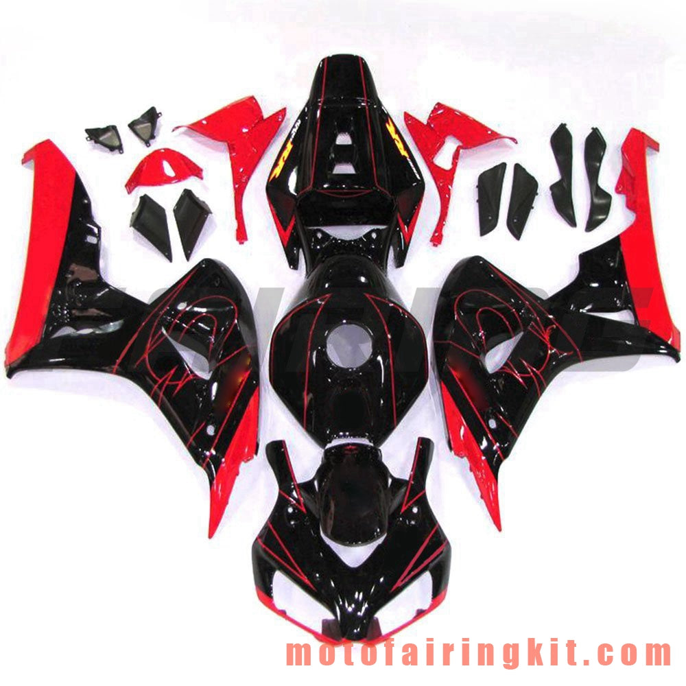 Fairing Kits Fit for CBR1000RR 2006 2007 CBR1000 RR 06 07 Plastic ABS Injection Mold Complete Motorcycle Body Aftermarket Bodywork Frame (Black & Red) B125